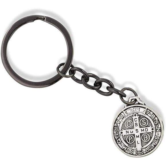 St Benedict Keychain - Medal San Benito Religious Keychain - Picture 2 of 3